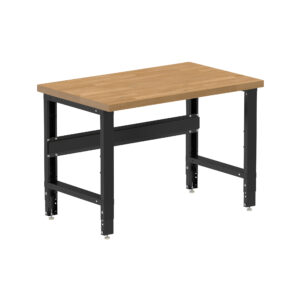 Borroughs 48 Inch Workbench, Black 48" Wide Adjustable Height Workbench with Hardwood Top