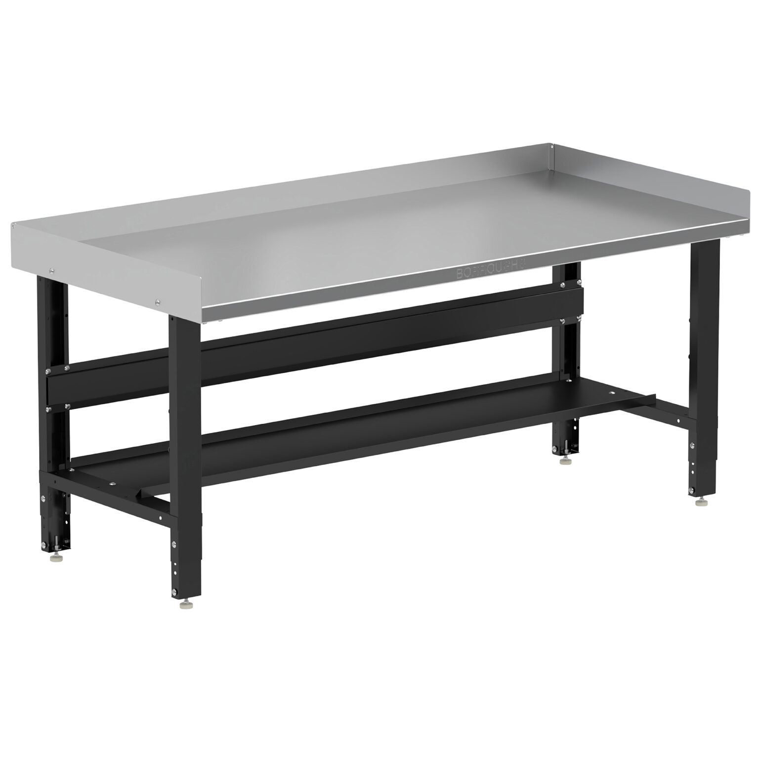 72″ W Adjustable Workbench w/ Stainless Steel Top, Bottom Shelf & Edge ...