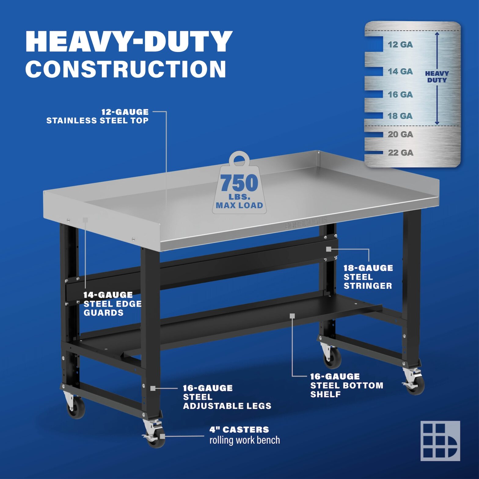 Borroughs® Mobile Garage Workbench - Fast Shipment